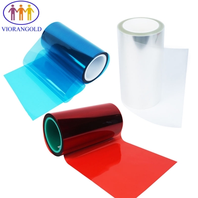 PET离型膜，25um-125um，透明/蓝色/红色，硅油离型膜，用于胶粘贴纸底部离型膜